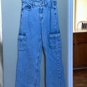 Old Navy Women 6 Extra High-Rise Wide Leg Medium Wash Blue Jeans